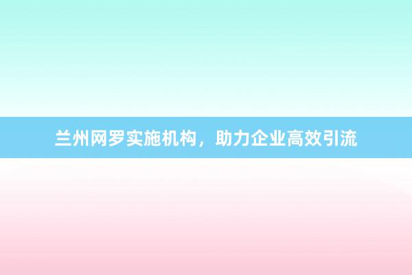兰州网罗实施机构，助力企业高效引流