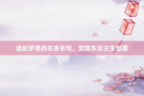 追赶梦思的名言名句，焚烧东谈主生但愿